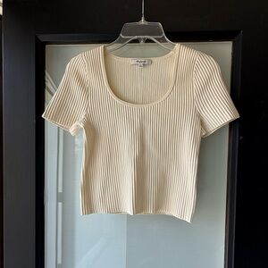 Madewell Cream Ribbed Crop Top
